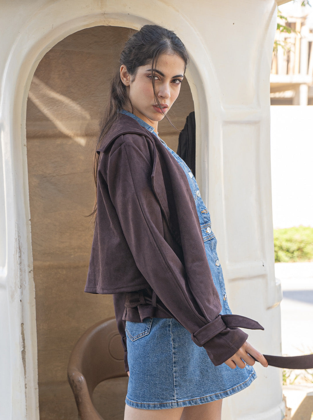 The Cinched Suede Jacket