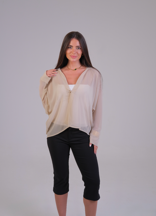 The Sheer Chiffon Tie-Front Blouse