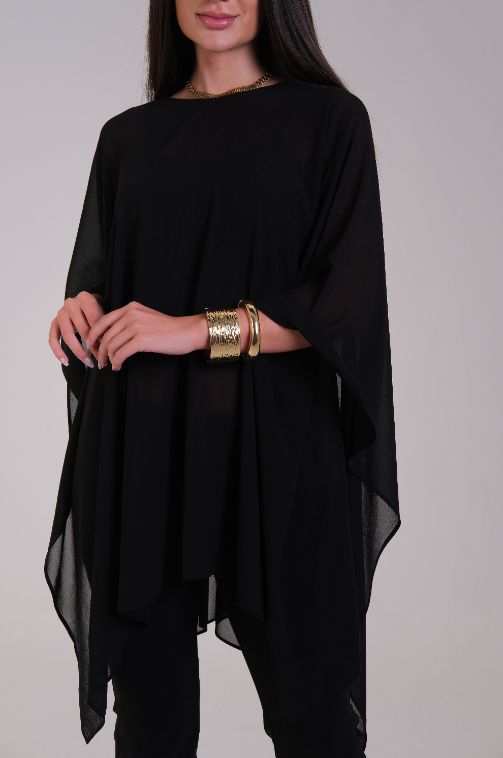The Sheer Chiffon Cape Top