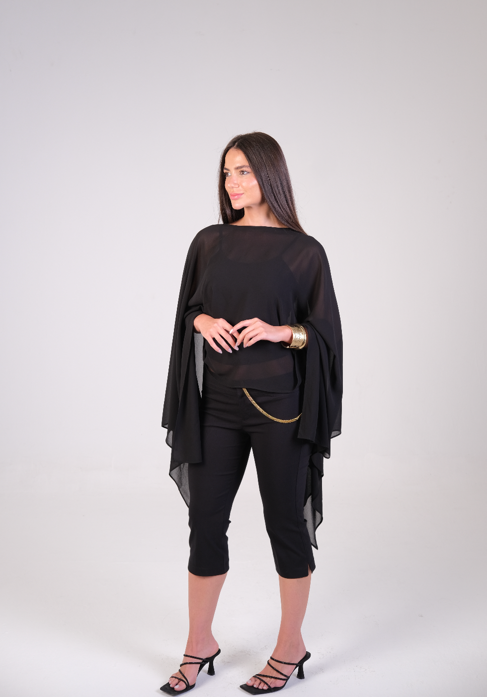 The Sheer Chiffon Cape Top