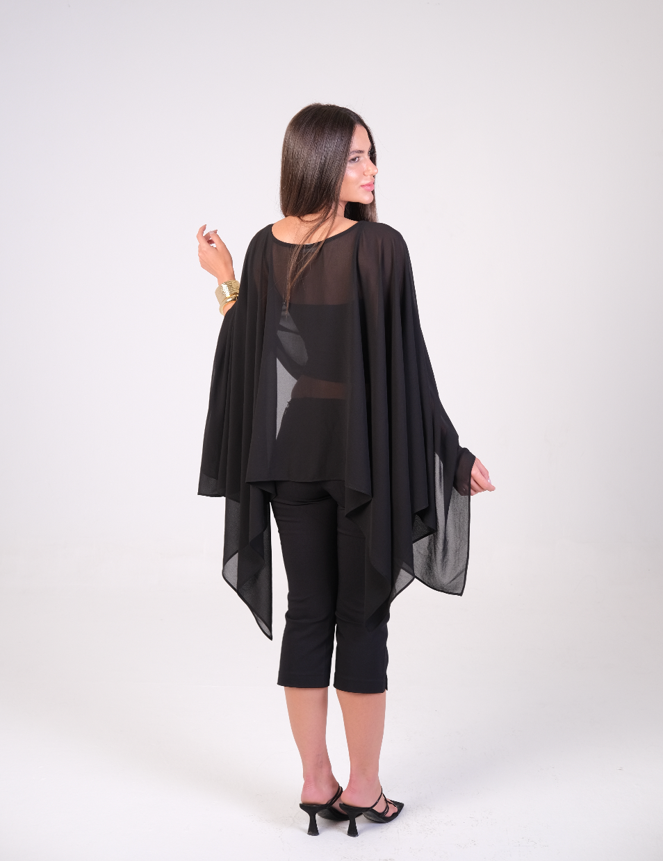 The Sheer Chiffon Cape Top