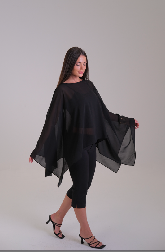 The Sheer Chiffon Cape Top