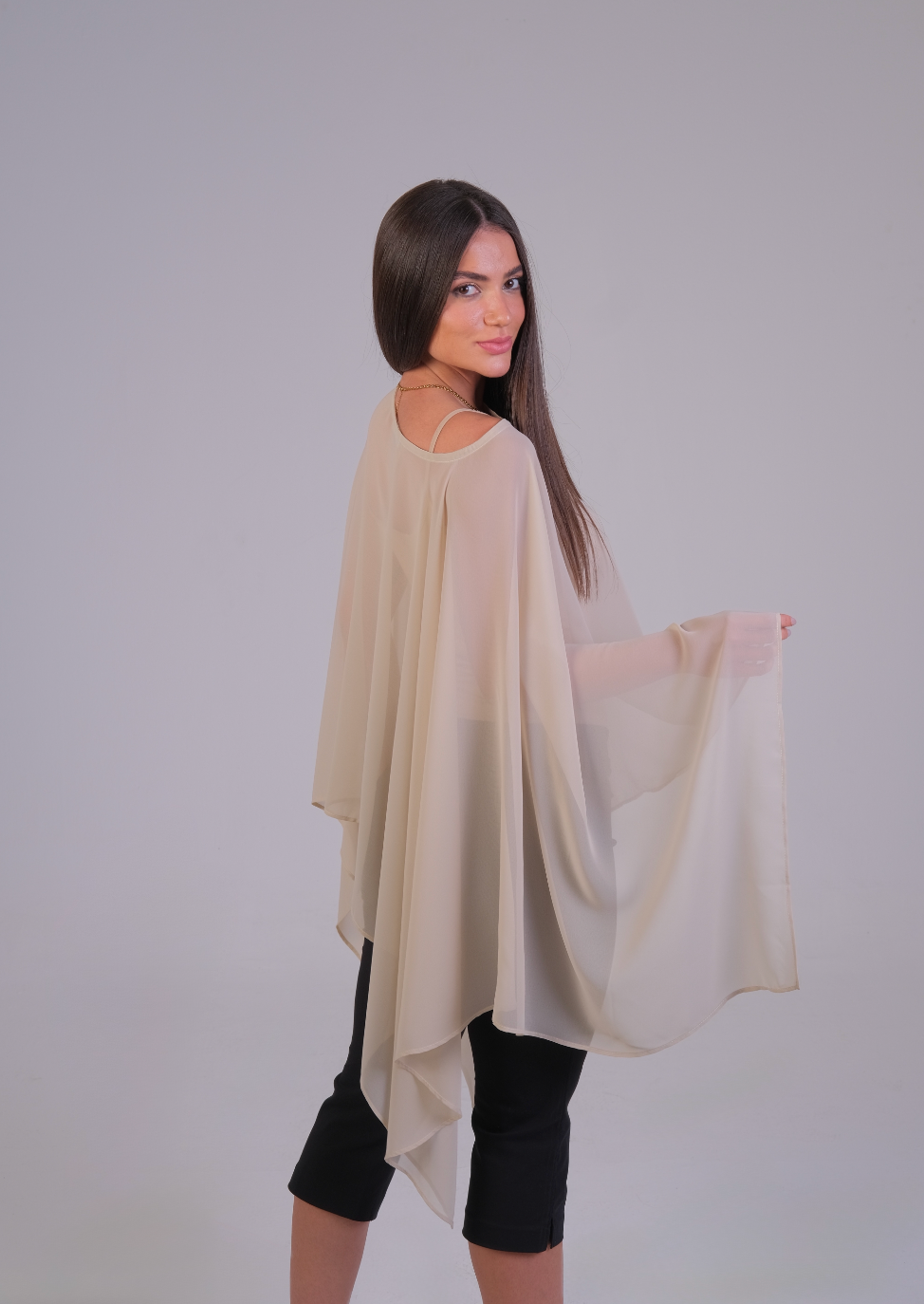 The Sheer Chiffon Cape Top