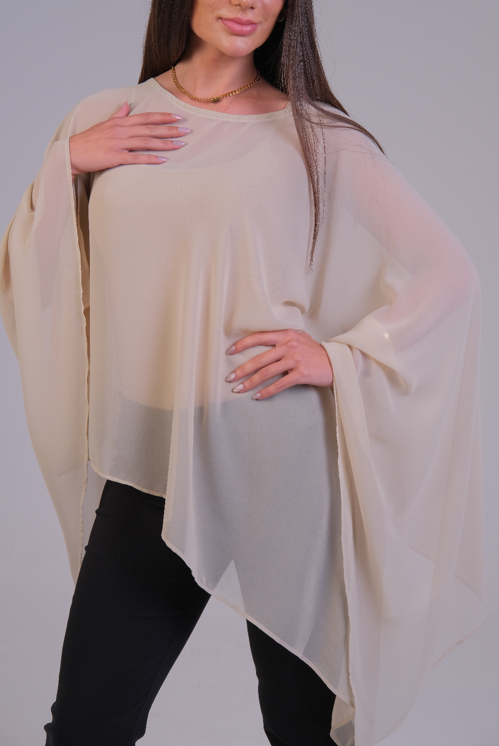 The Sheer Chiffon Cape Top