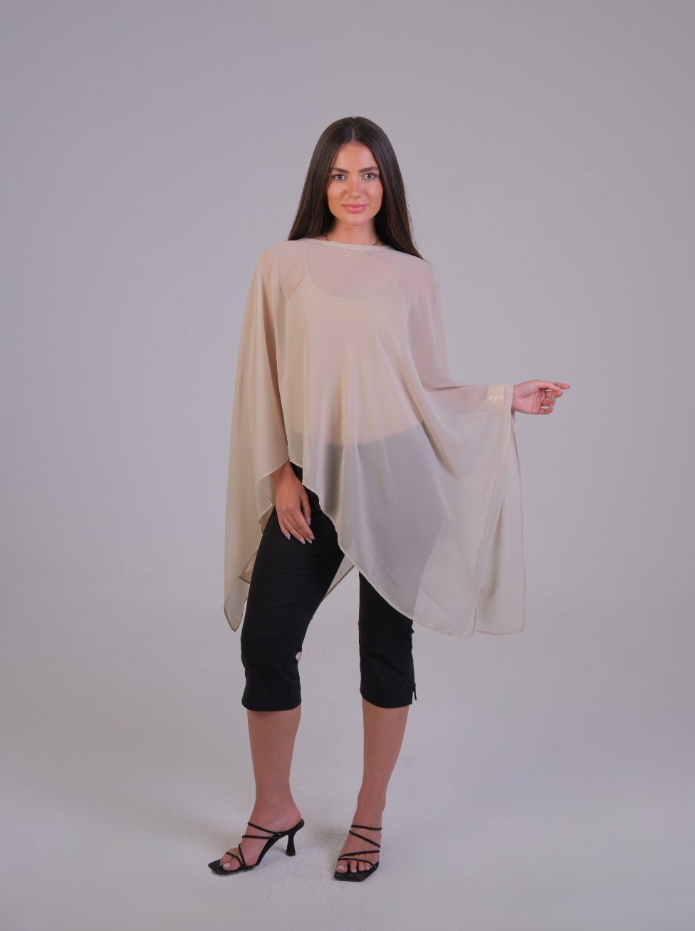 The Sheer Chiffon Cape Top