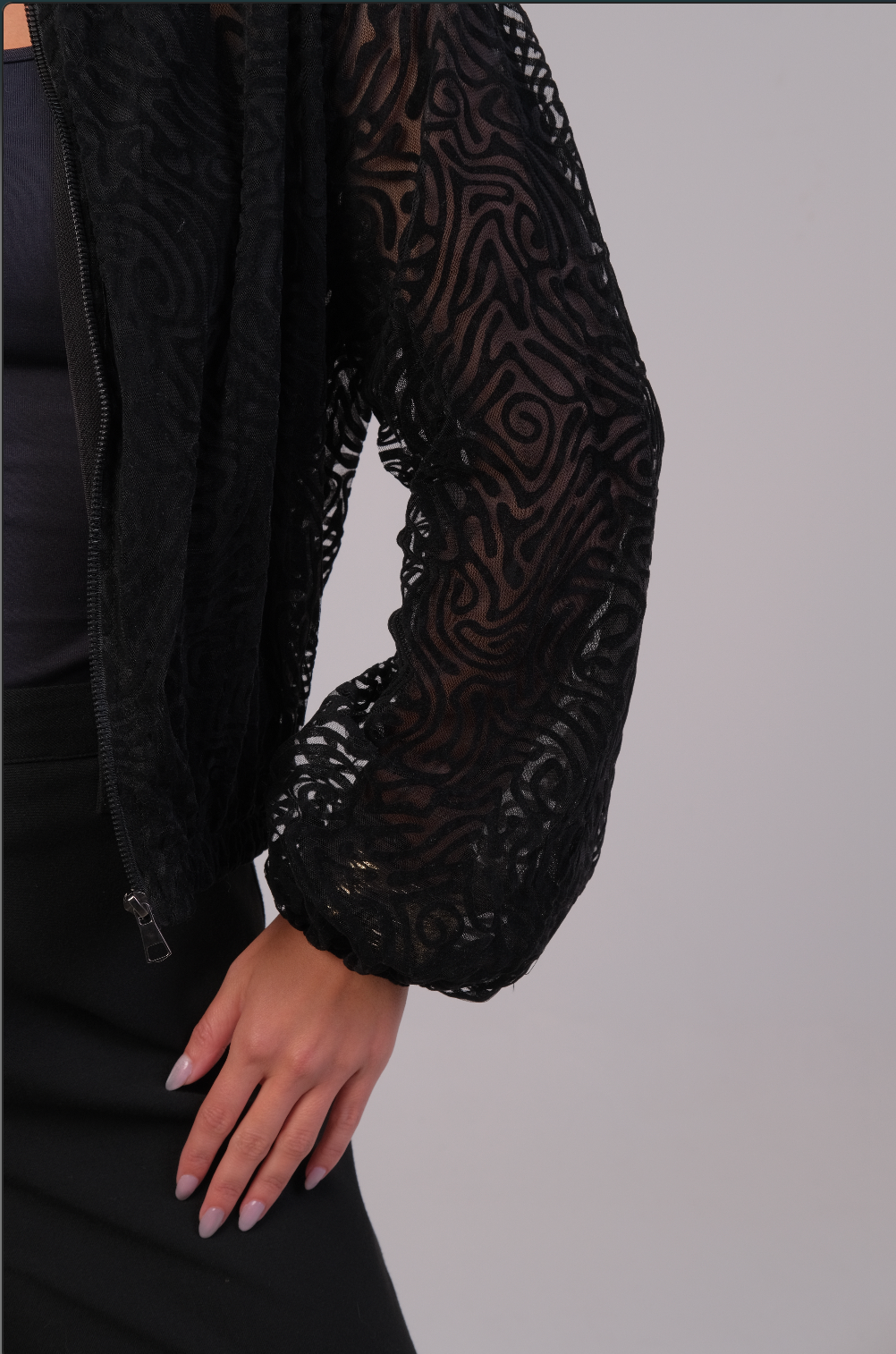 The Noir Sheer Zip Jacket