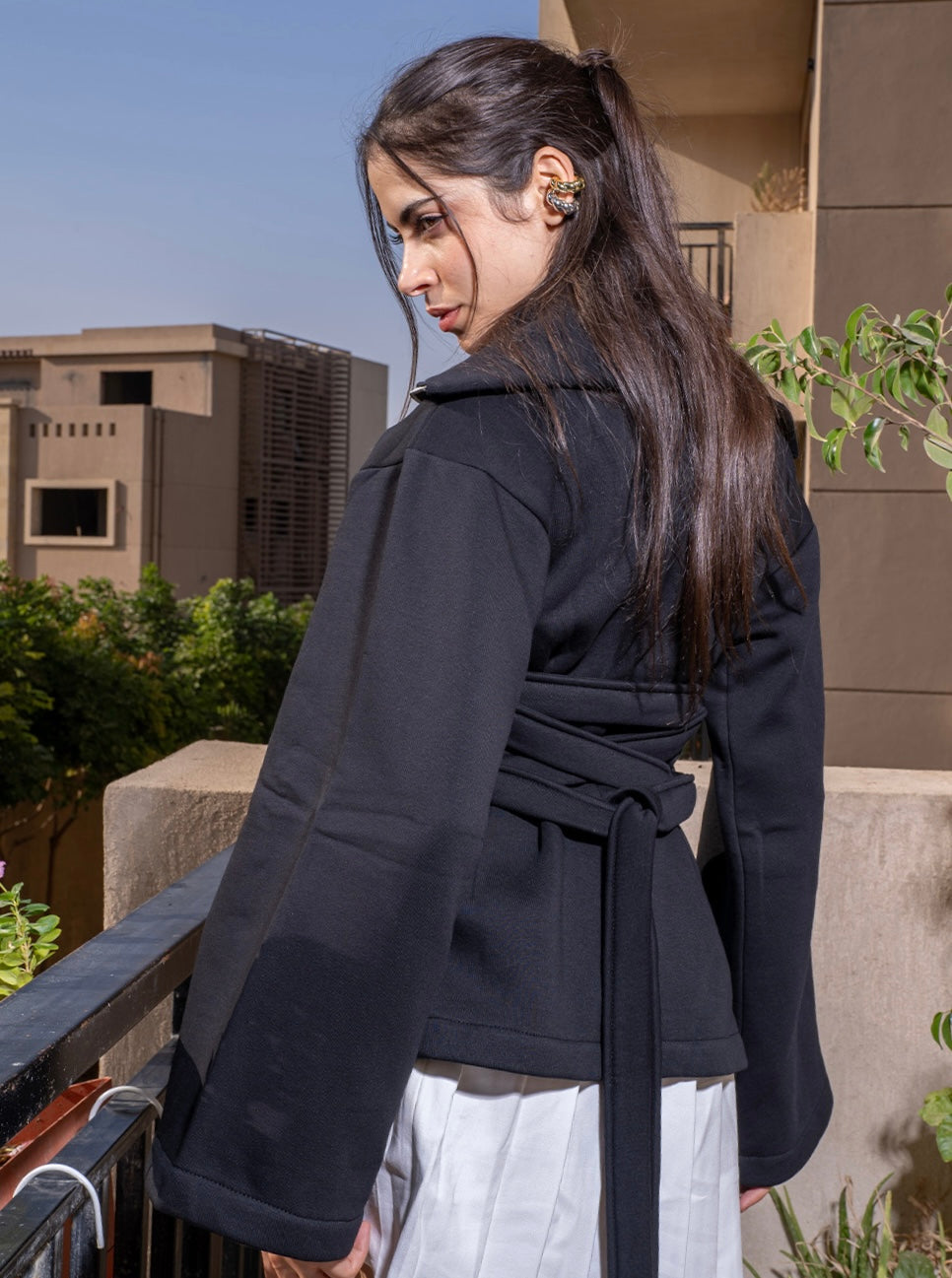 The Cotton Fleece Belted Jacket