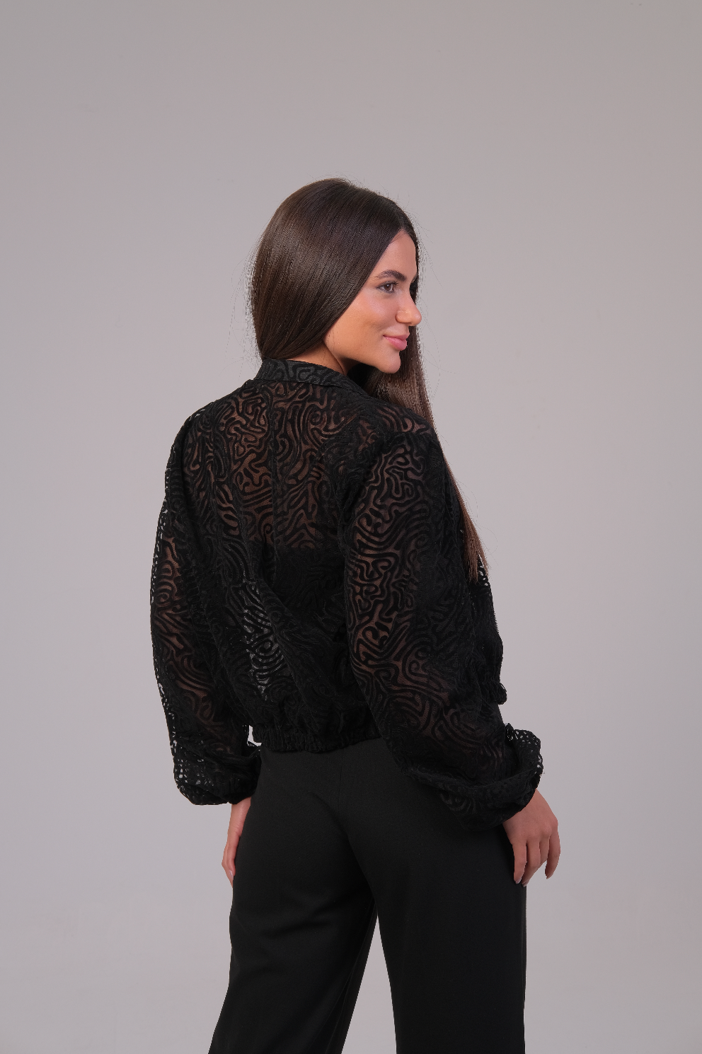 The Noir Sheer Zip Jacket