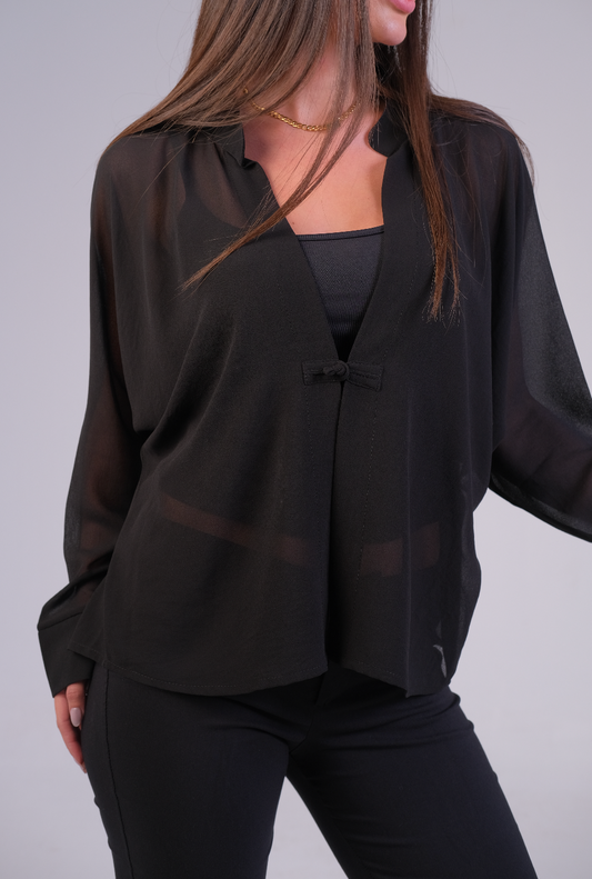 The Sheer Chiffon Tie-Front Blouse