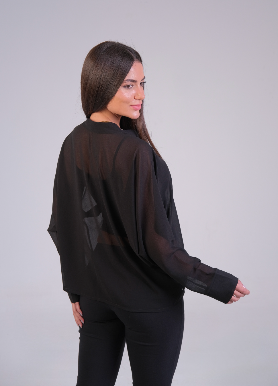 The Sheer Chiffon Tie-Front Blouse