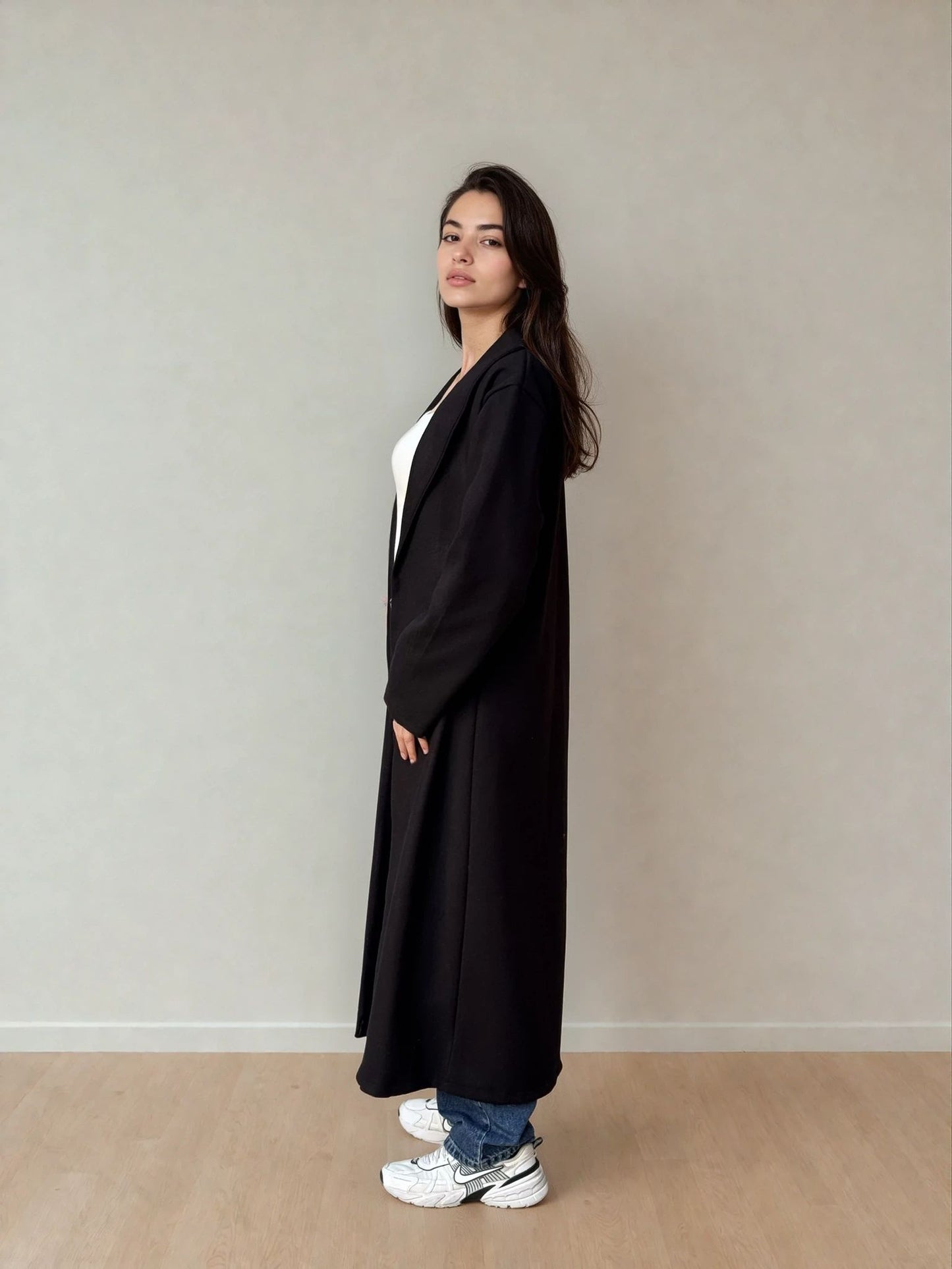 Raw Abaya Coat - Black