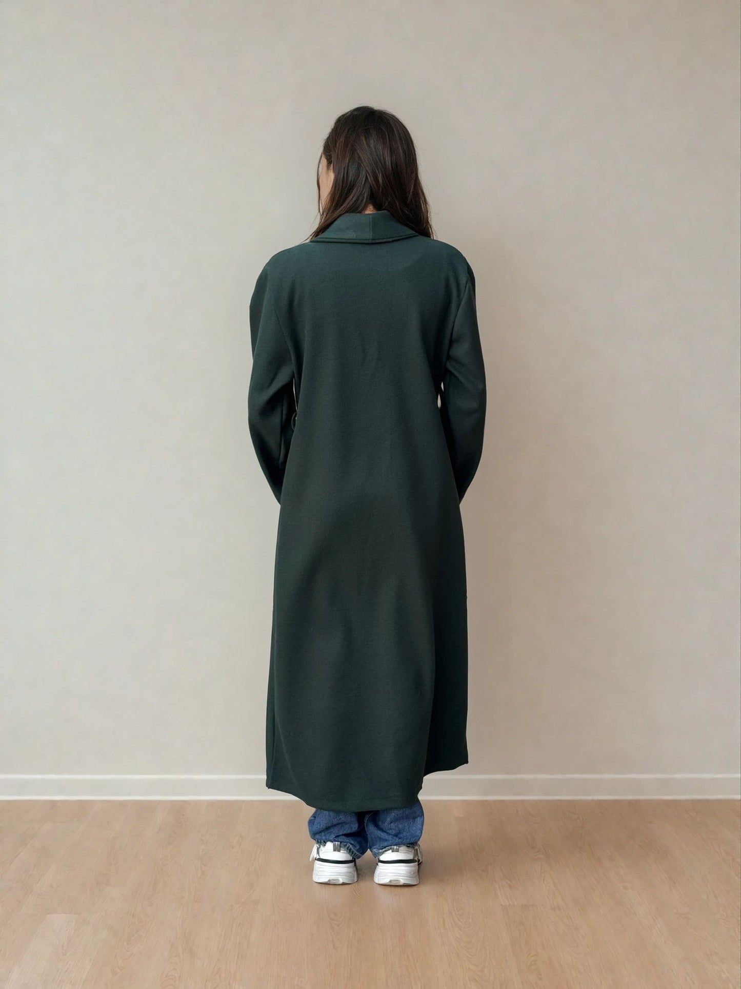 Raw Abaya Coat - Forest Green