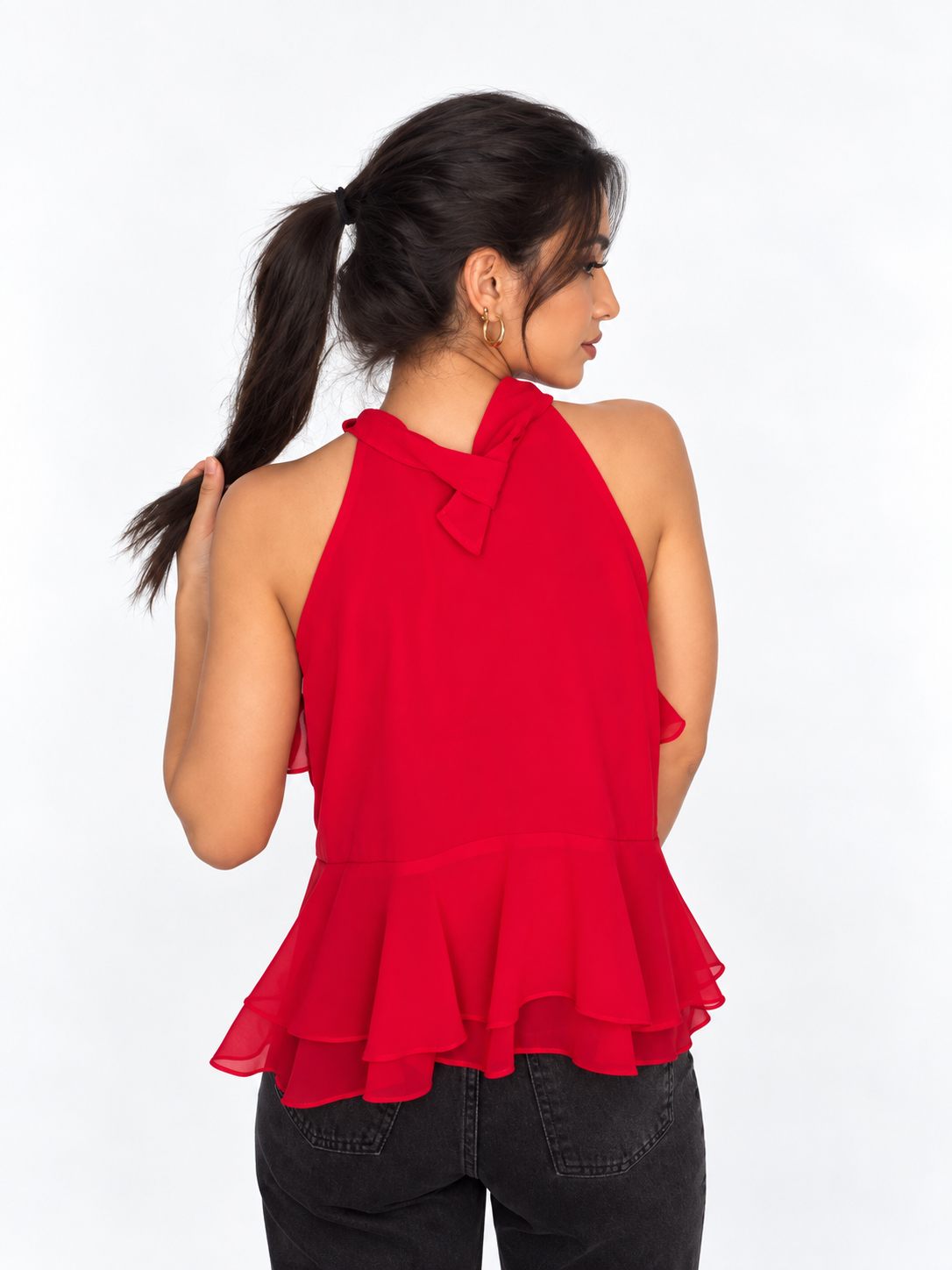 Chiffon Ruffle Halter Top