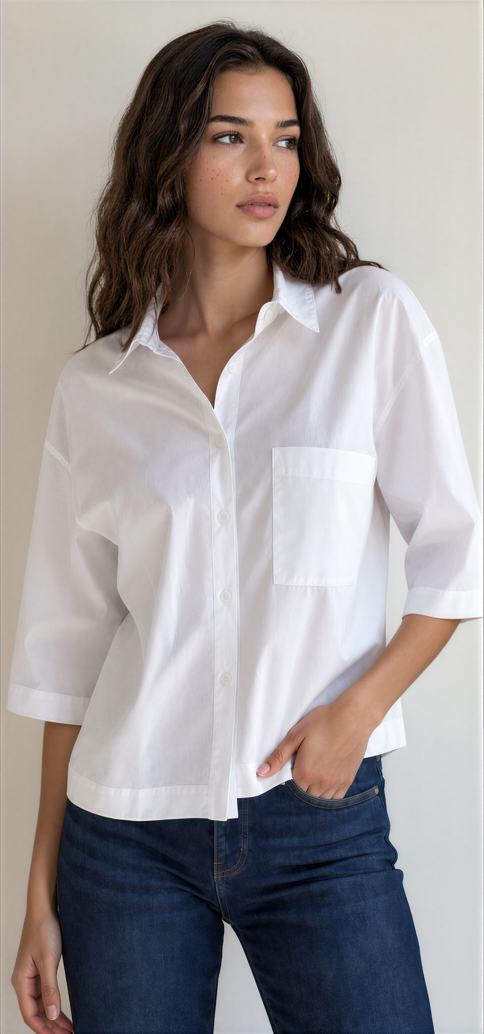 Cropped Poplin Cotton Shirt