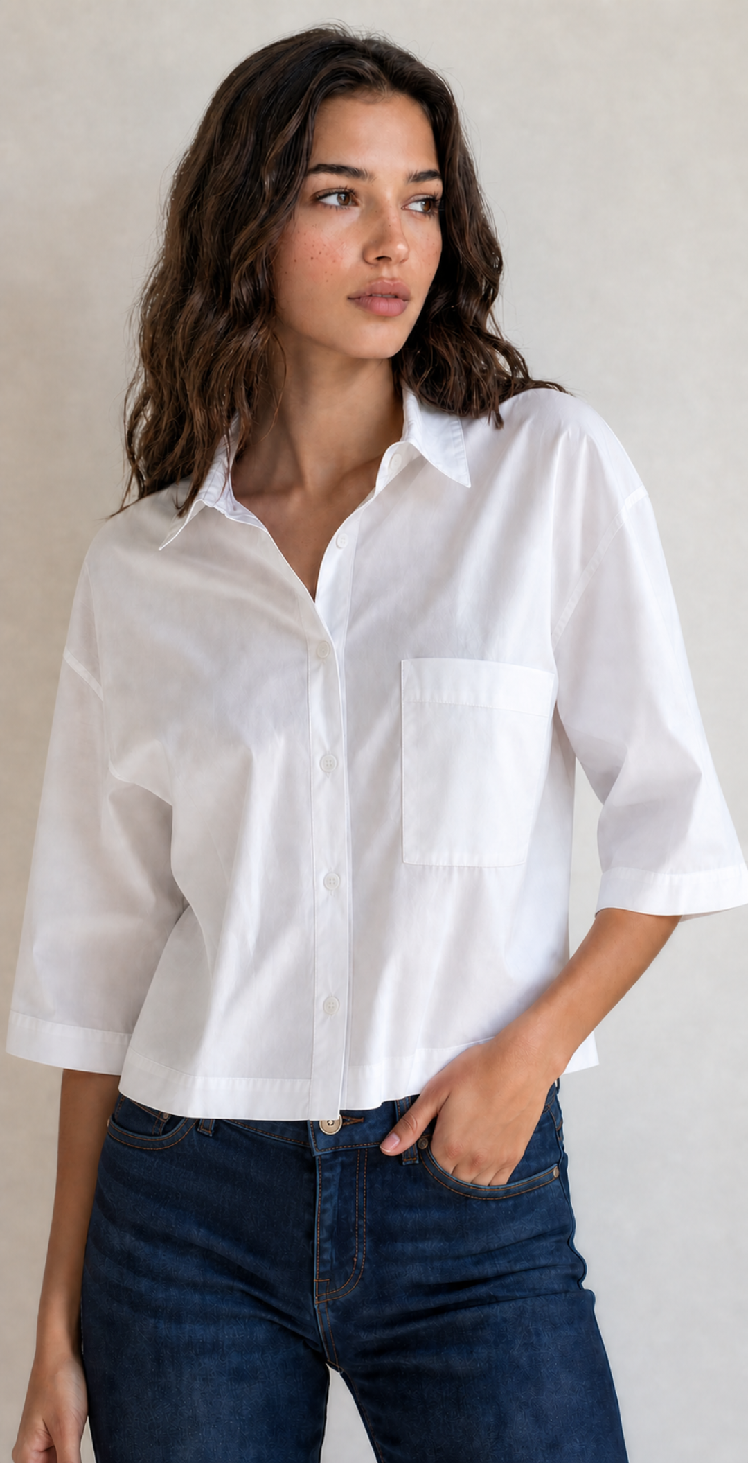 Cropped Poplin Cotton Shirt