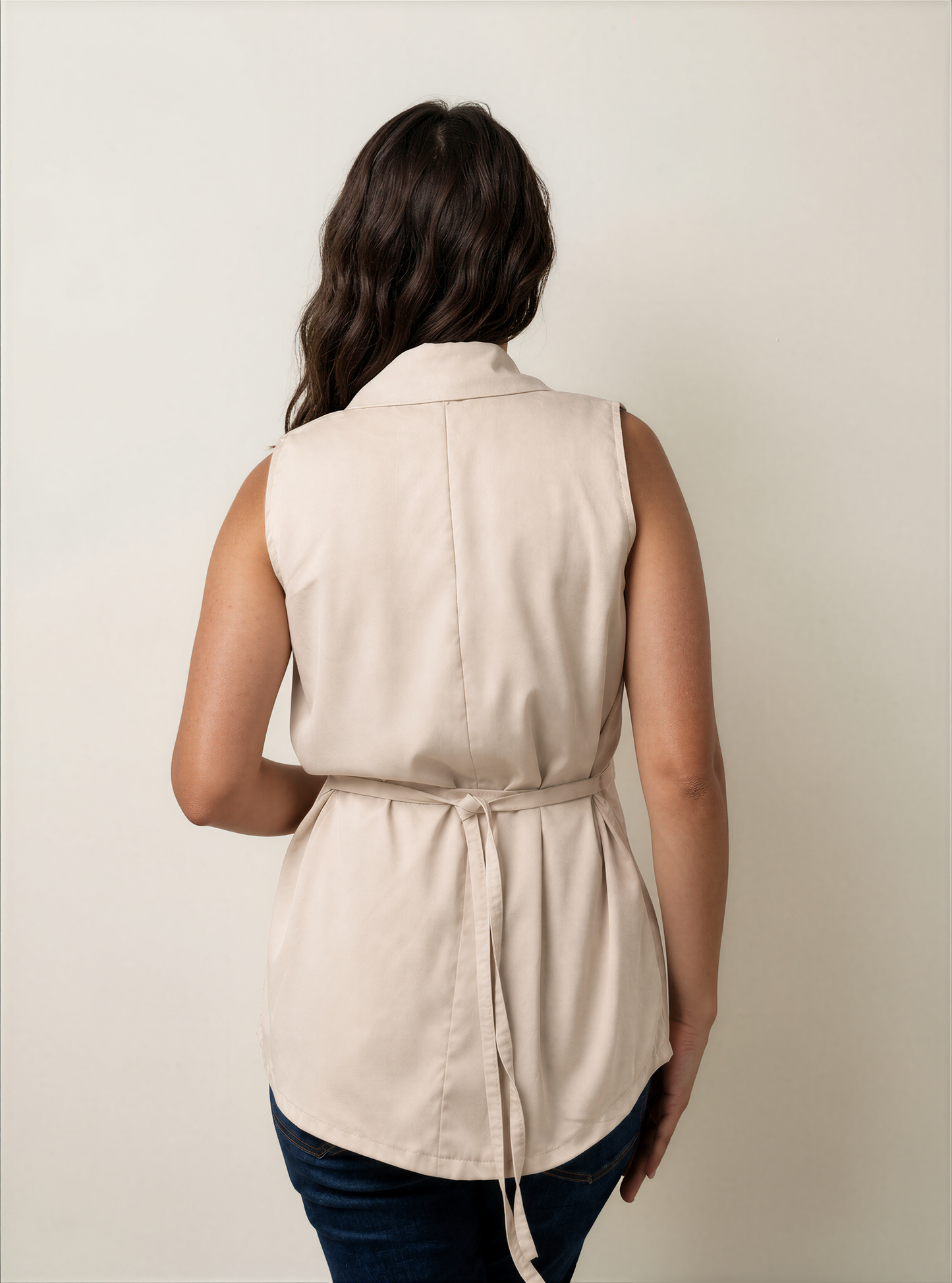 Oat Milk Tailored Sleeveless Vest