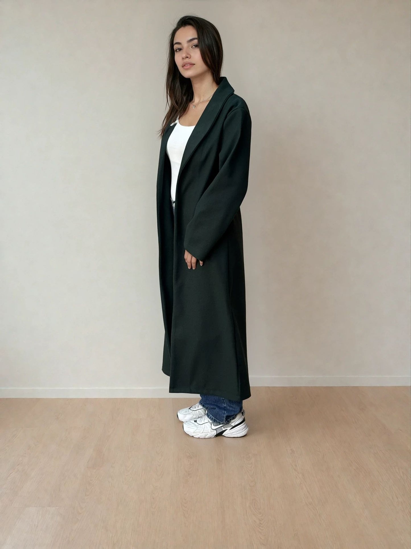 Raw Abaya Coat - Forest Green