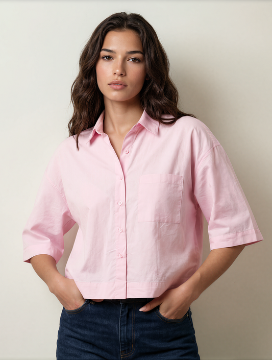 Cropped Poplin Cotton Shirt