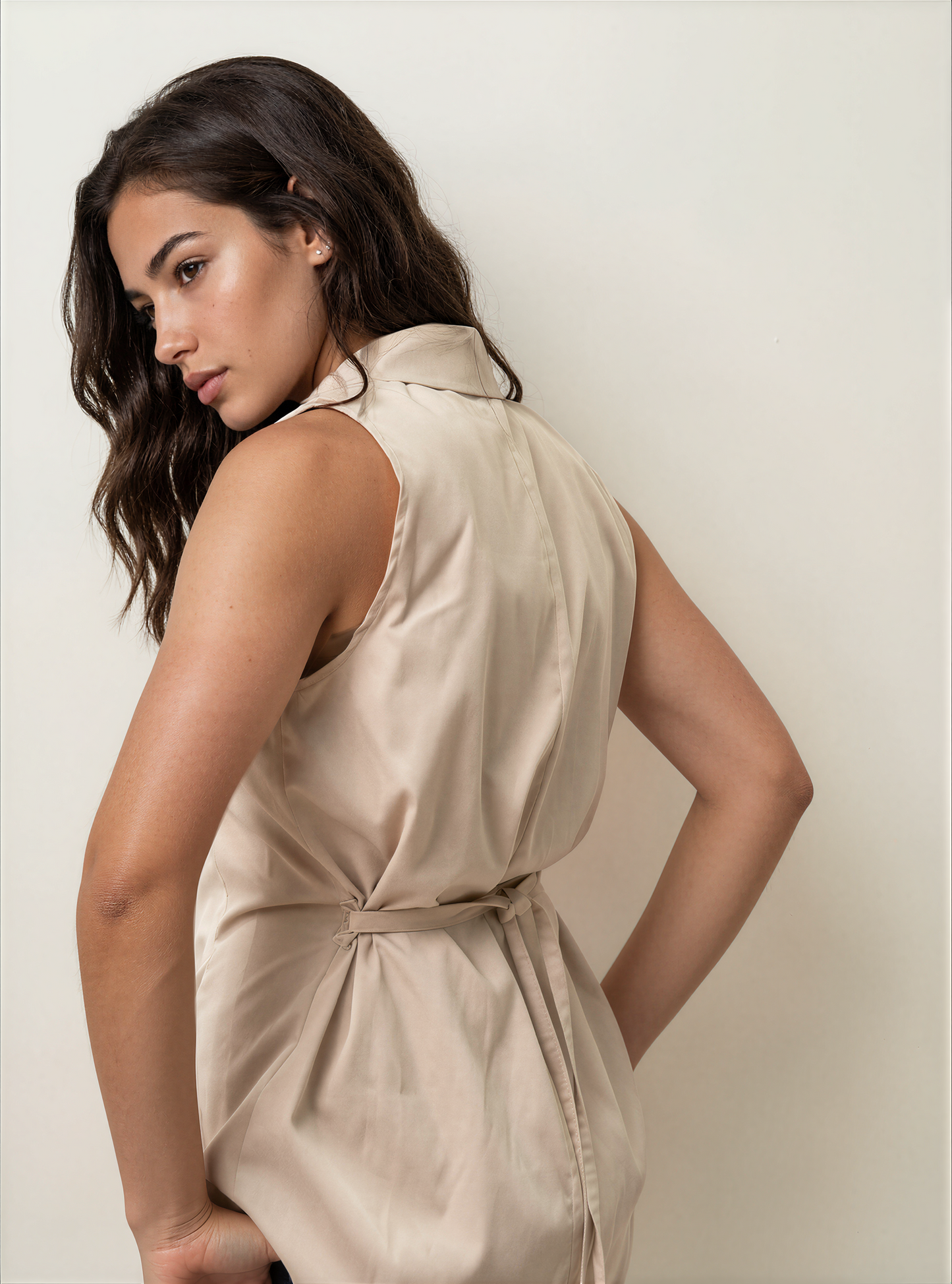 Oat Milk Tailored Sleeveless Vest