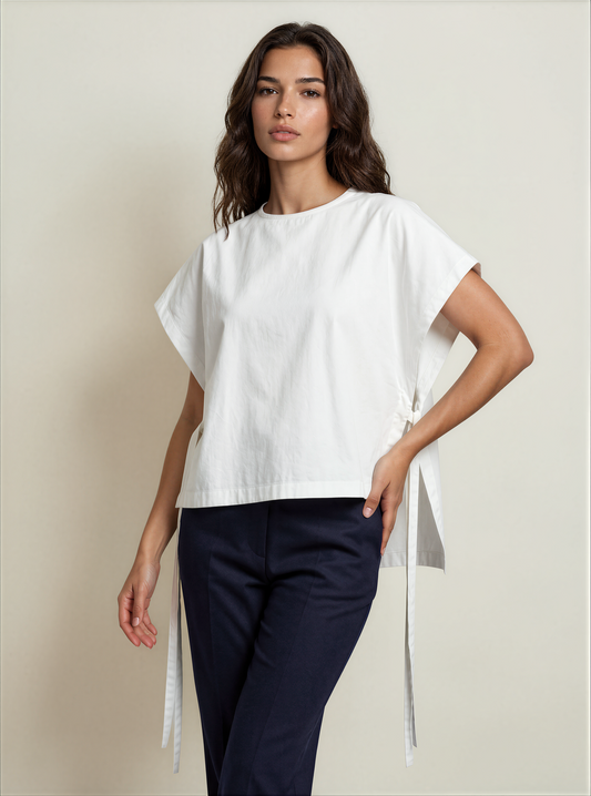 Oversized Poplin Side-Knot Top
